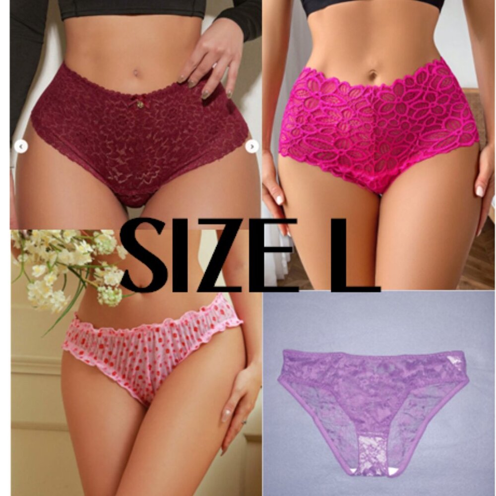 Lot of 4 SHEIN panties, Floral, Sexy Lingerie, Size L